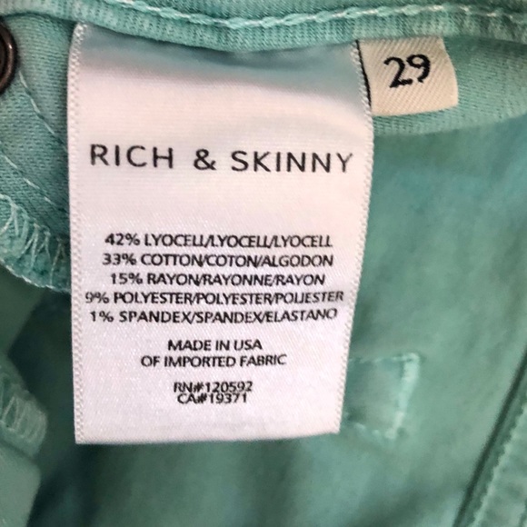 Rich & Skinny teal blue mid rise skinny jeans 29 - Picture 7 of 8